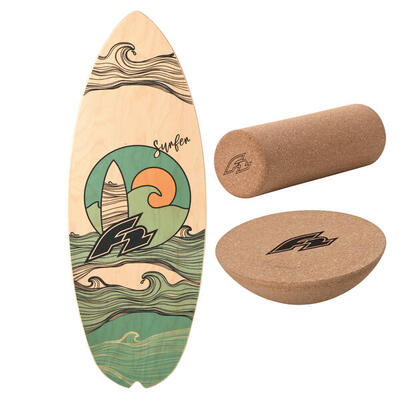 Set balance board F2 Halfshell 80x30cm + semisfera e rullo in sughero