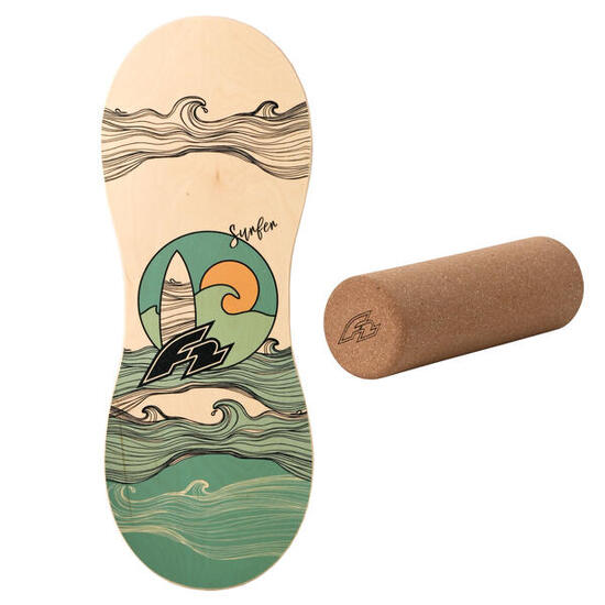F2 Set Balance Board Peanut 86x32cm met kurkrol