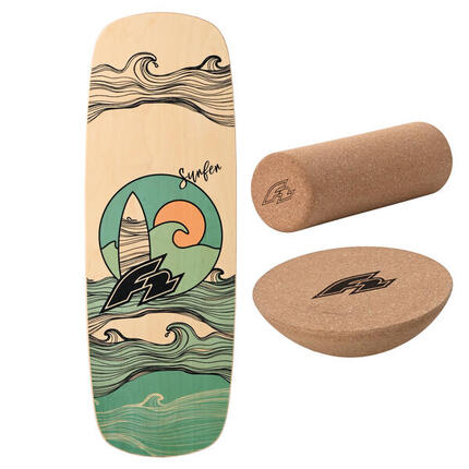 F2 Set Balance Board Pill 86x30cm + Halbkugel und Korkrolle