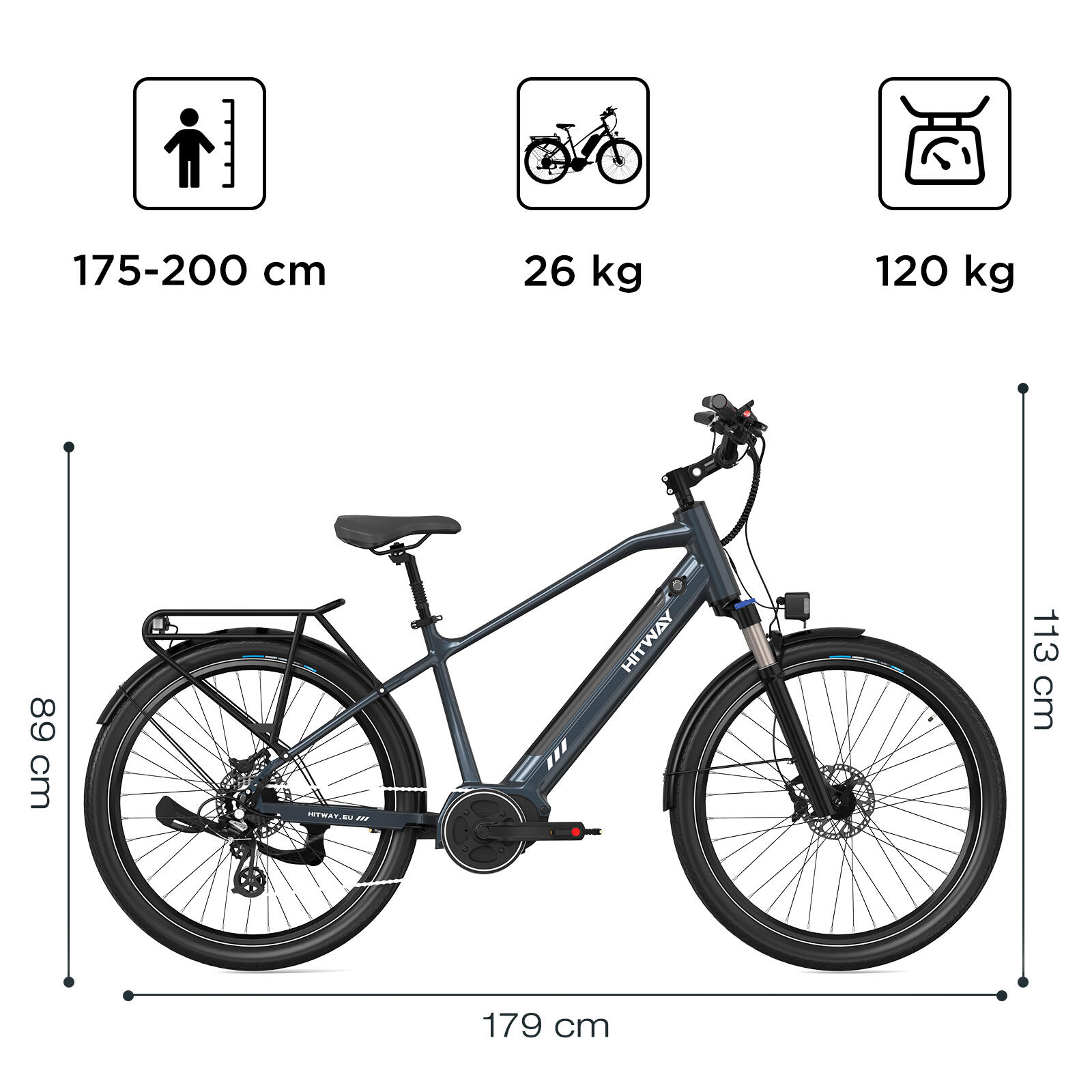 Bici elettrica da città motore centrale 75nm freni idraulici bk33 7/7