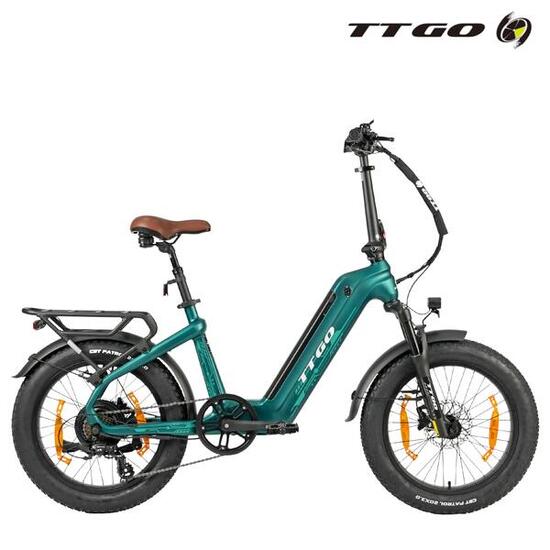 Vélo électrique hybride F8 pneus larges longue autonomie vert