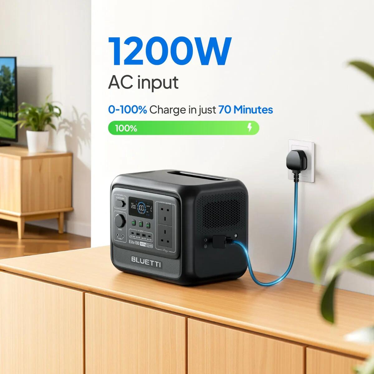 BLUETTI Elite 100 V2+PV100 panel 1024Wh/1800W solar generator for camping,vans 2/8