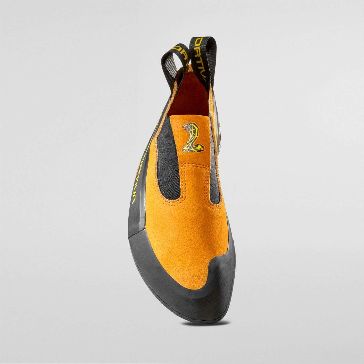 Chausson d’escalade La Sportiva Cobra orange cuir, Vibram XS Grip2 3,5mm 35 EU 3/6