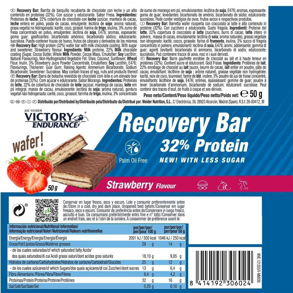 Recovery bar 50 gr 32% de proteína Fresa Victory Endurance 3/4