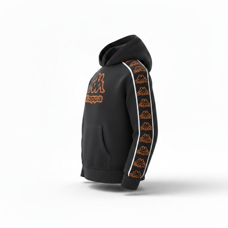 Sudadera negra Kappa Black Orange Jr - capucha y bolsillos 3/3