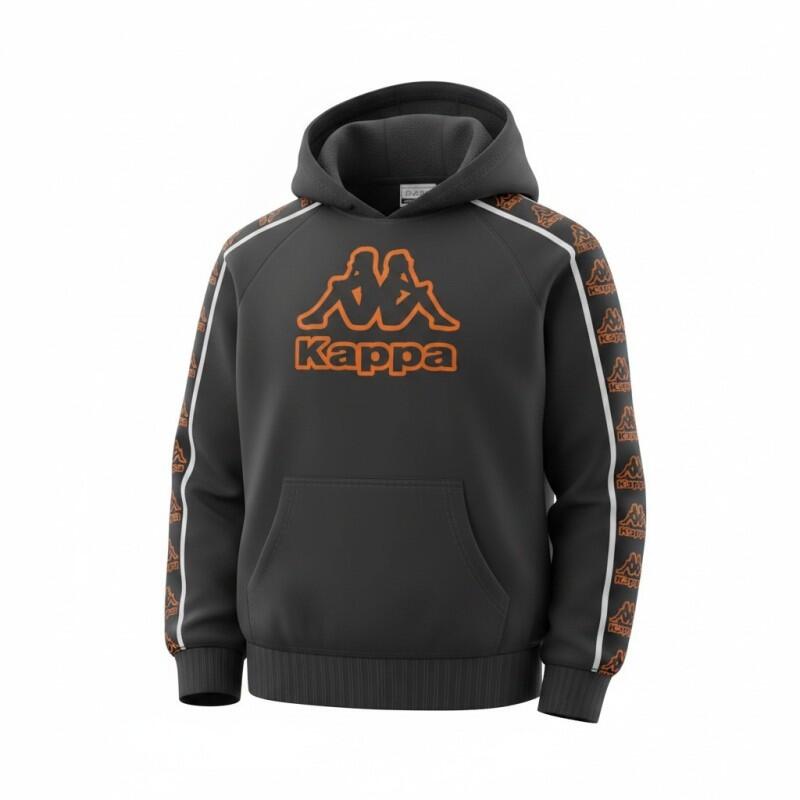 Sudadera negra Kappa Black Orange Jr - capucha y bolsillos 2/3