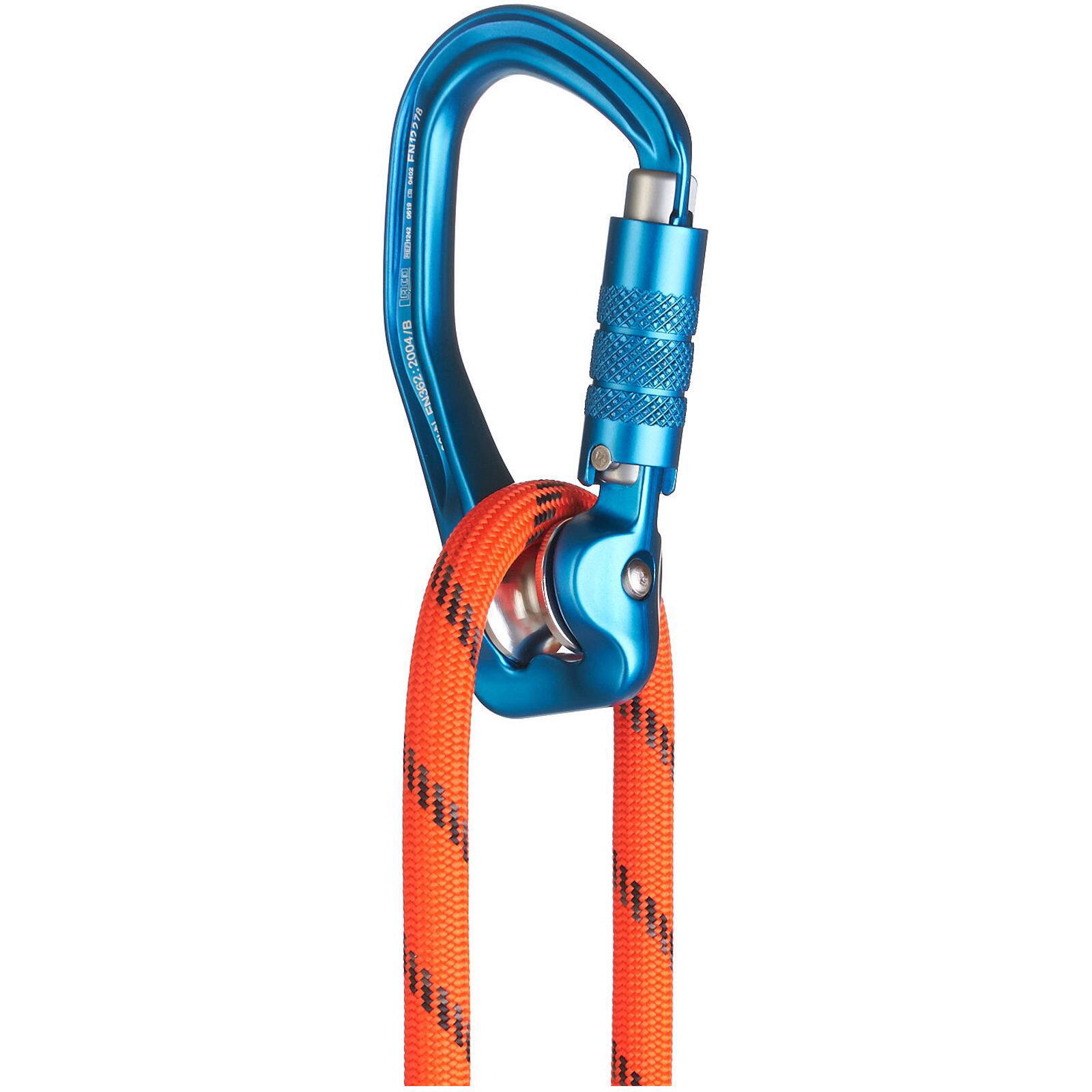 Karabiner mit Seilrolle Carabiner Trilock with Pulley blue 2/3
