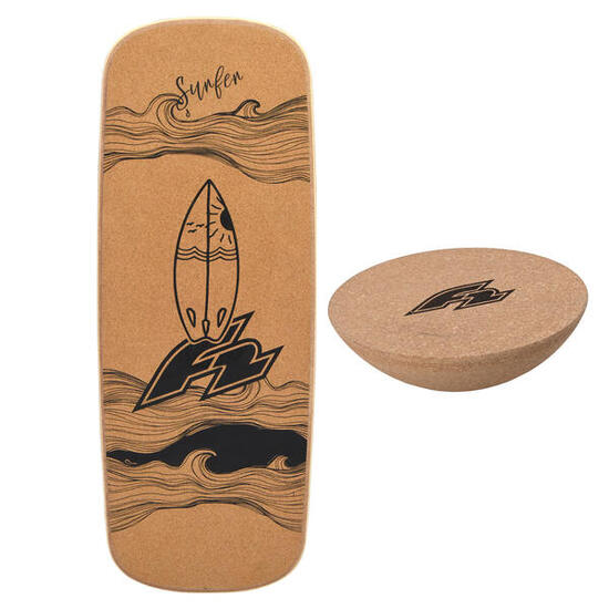 F2 Set Kork Balance Board Pill Flat Shape 80x30cm + Halbkugel