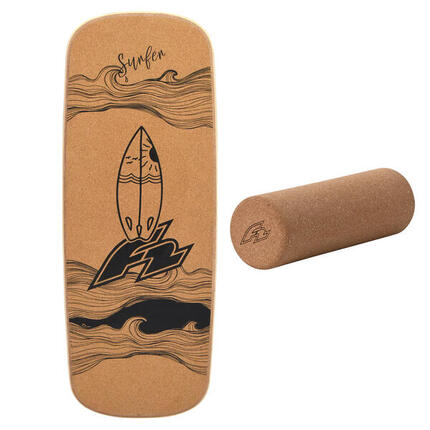 F2 Set Kork Balance Board Pill Flat Shape 83x29cm + Korkrolle