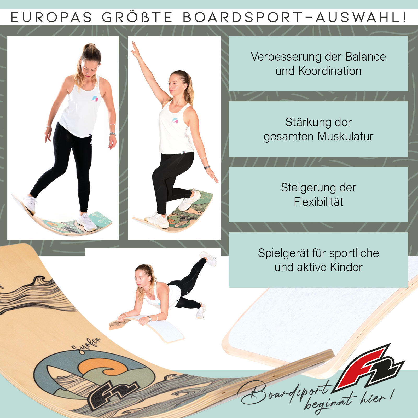 F2   Balance Board  Wip Board Allenamento dell'Equilibrio  93x30cm  2024/25 2/7