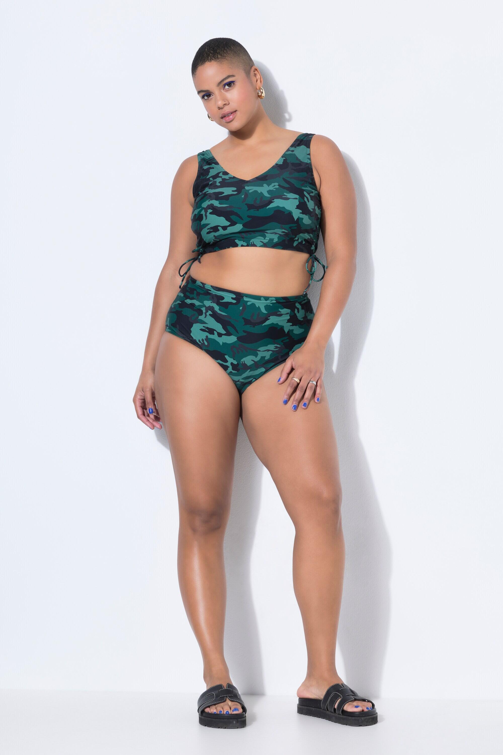 Femme Bas de bikini sculptant style shorty à taille haute et imprimé camouflage 5/6