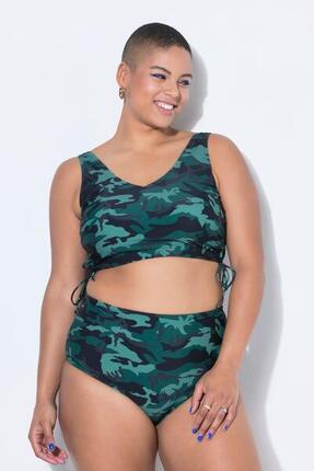 Femme Bas de bikini sculptant style shorty à taille haute et imprimé camouflage