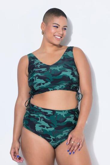 Femme Bas de bikini sculptant style shorty à taille haute et imprimé camouflage