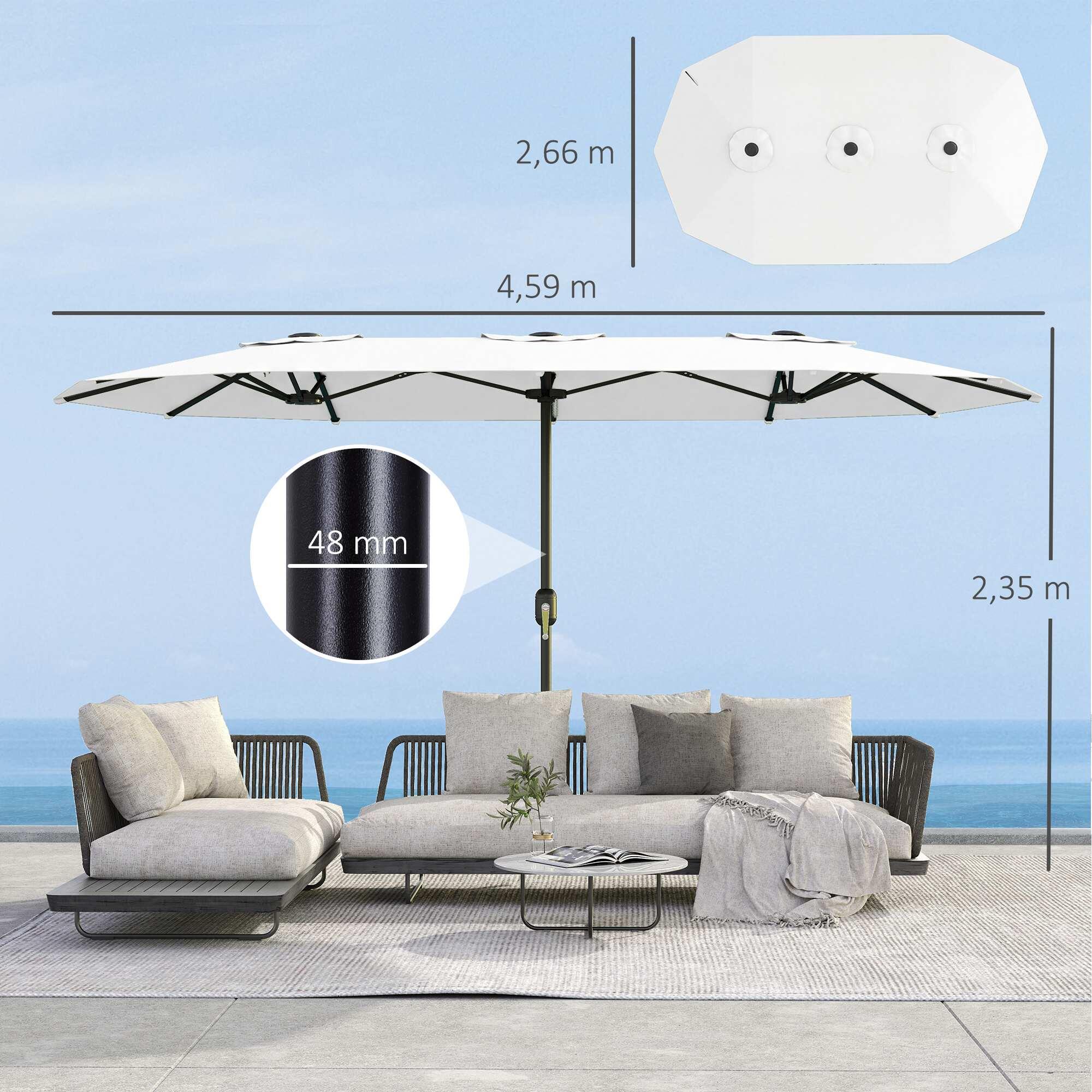 Sombrilla Doble Outsunny 459x266x235 cm Blanco 3/5