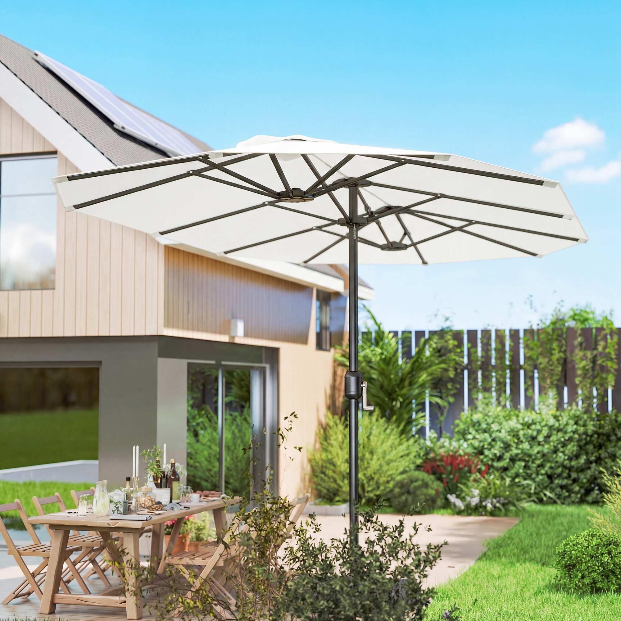 Sombrilla Doble Outsunny 459x266x235 cm Blanco 5/5