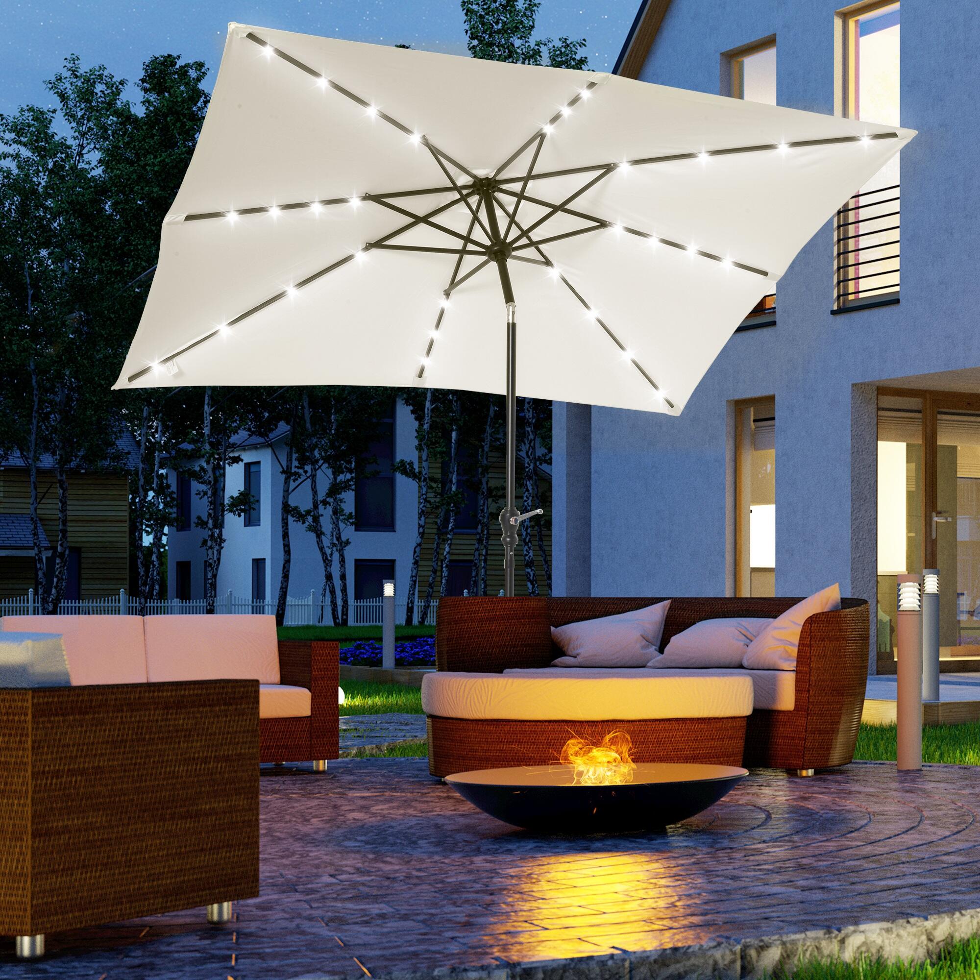 Sombrilla de jardín rectangular con LED solar inclinable 2/5