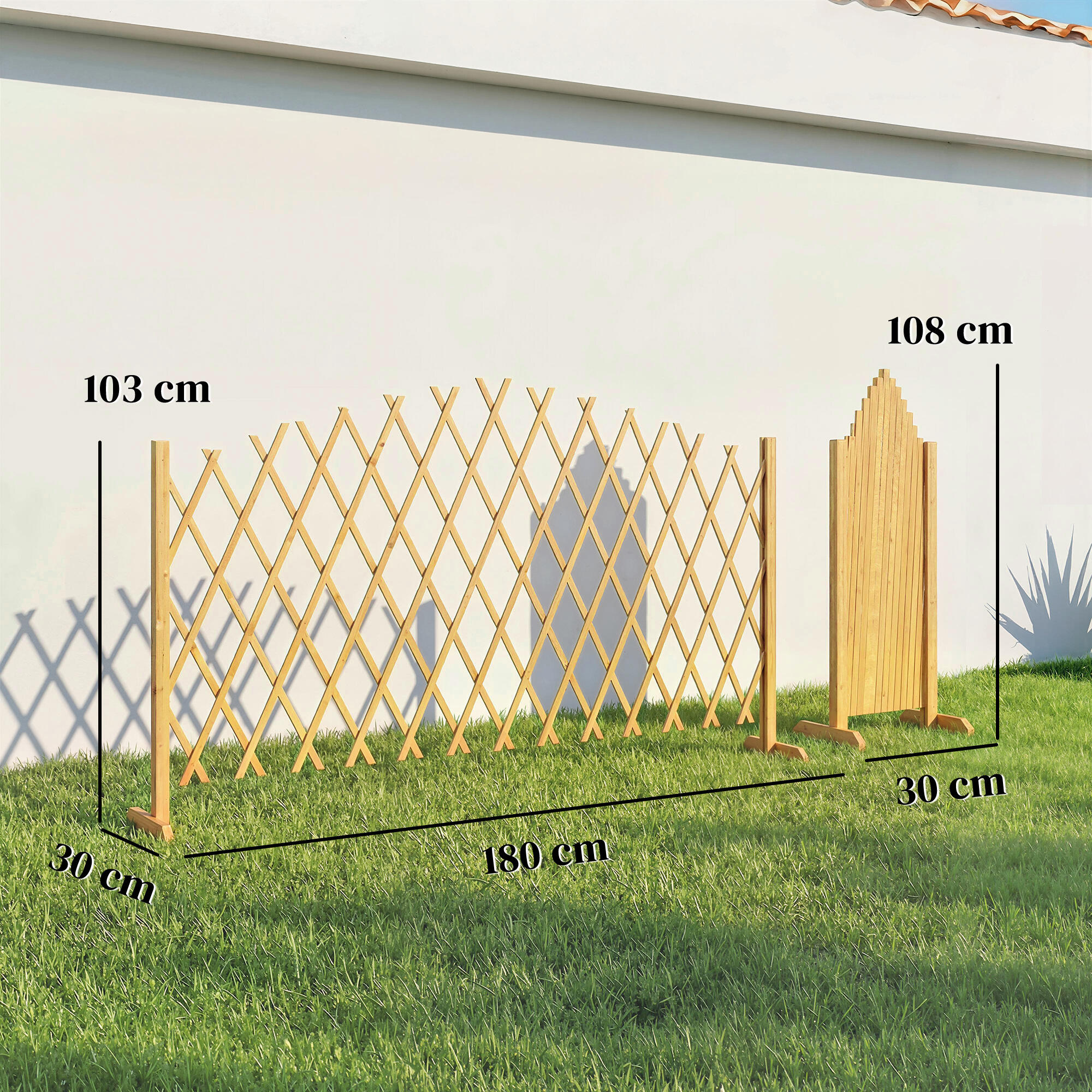 Vallas de Jardín Outsunny 180x30x103 cm Madera Natural 3/5