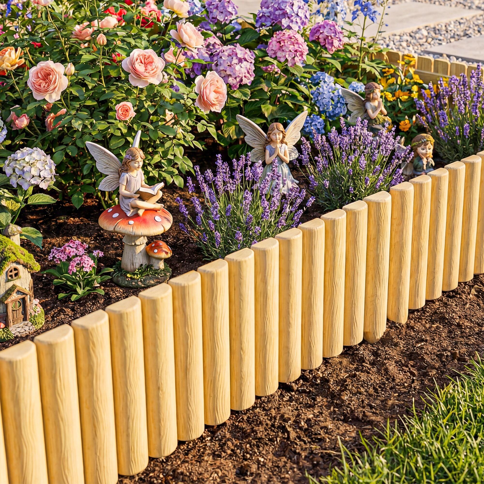 Valla de Jardín Outsunny 176x38 cm Madera Natural 2/5