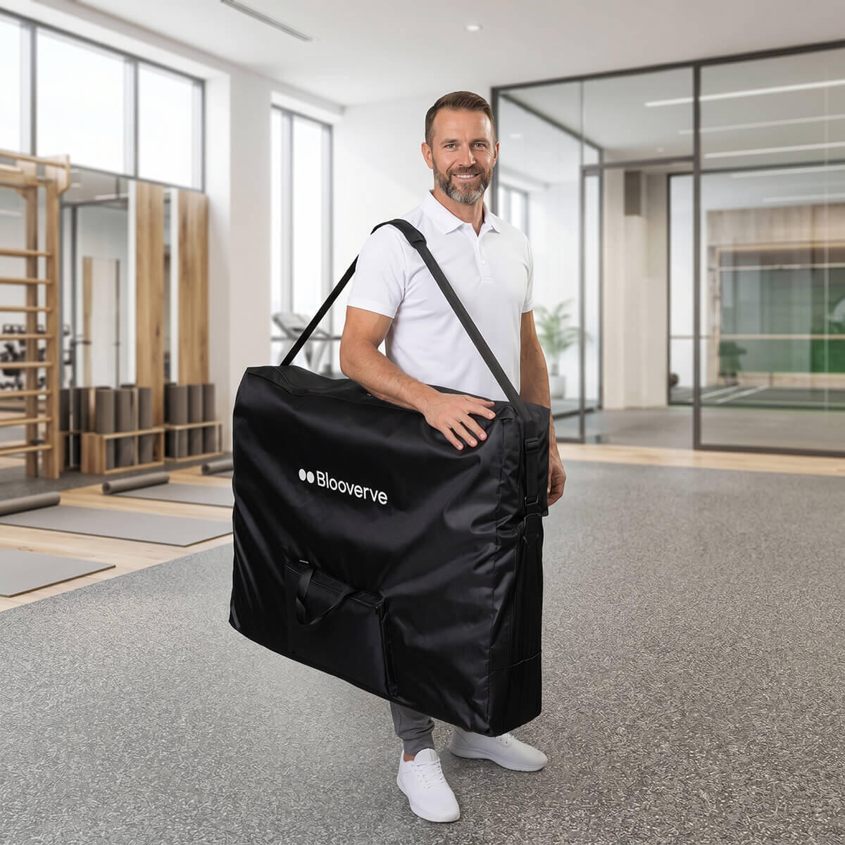 Marquesa de Massagem Portátil 2 Corpos 70 cm Madeira Preta 4/7