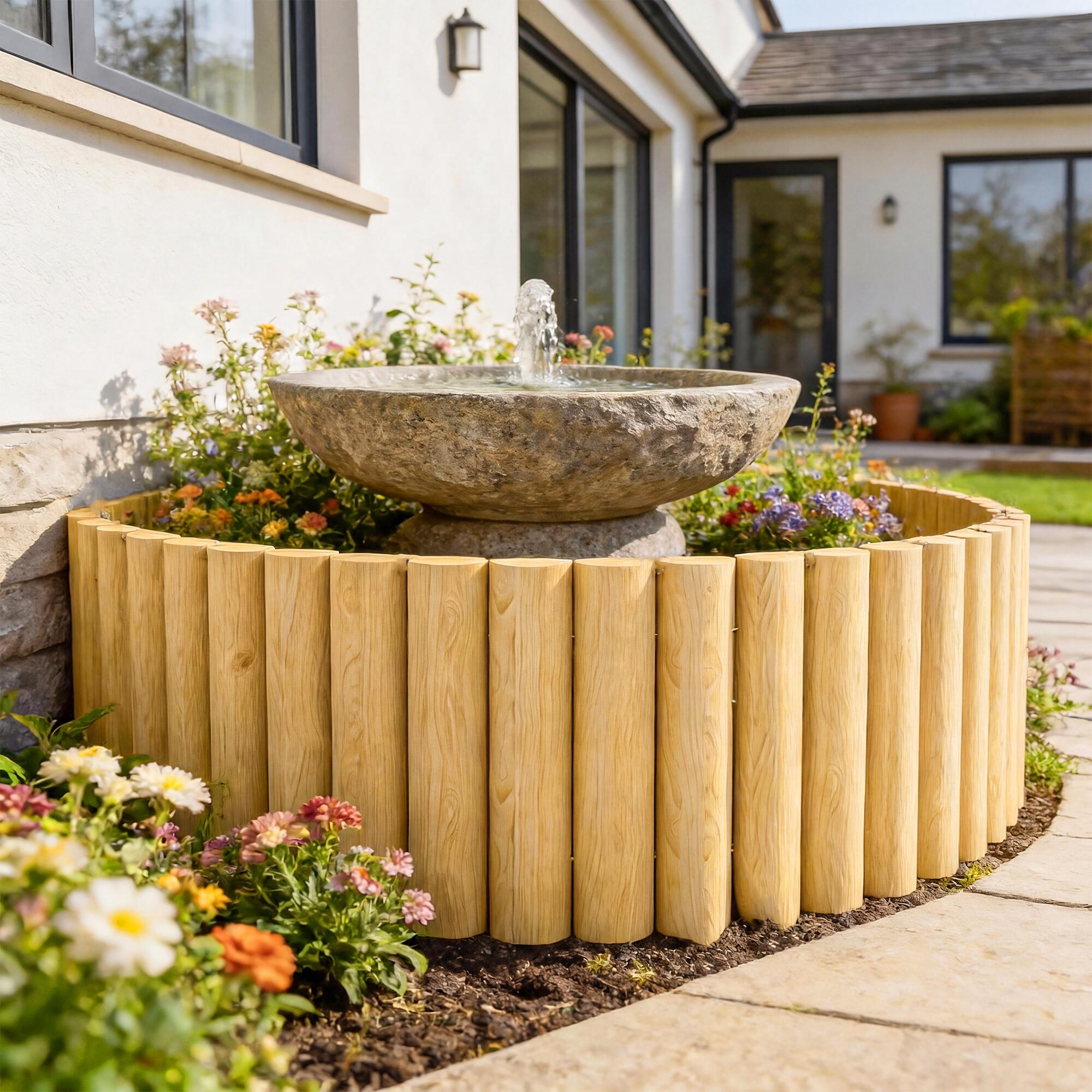 Valla de Jardín Outsunny 176x38 cm Madera Natural 5/5