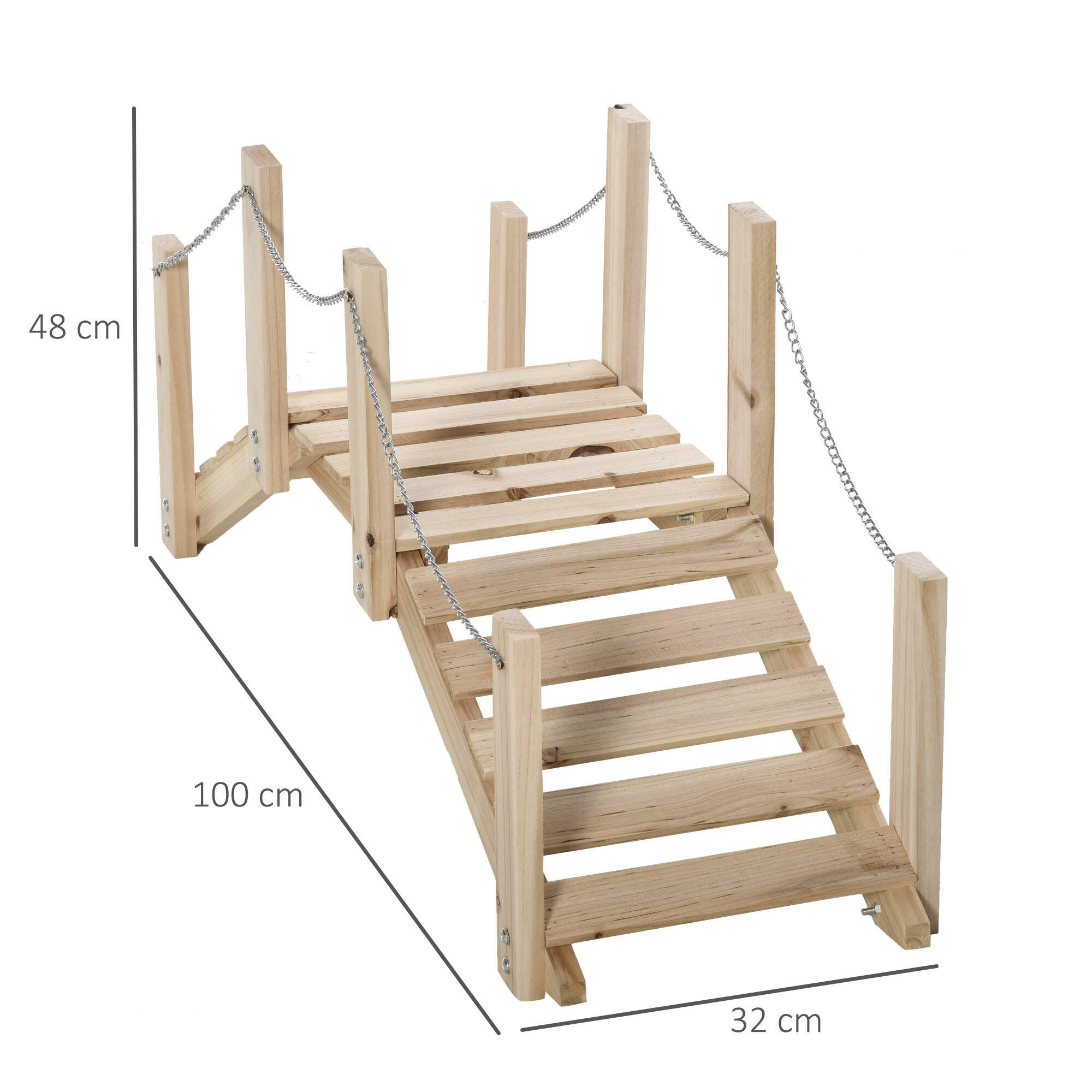 Puente de Jardín Outsunny 100x32x48 cm Madera Natural 3/5