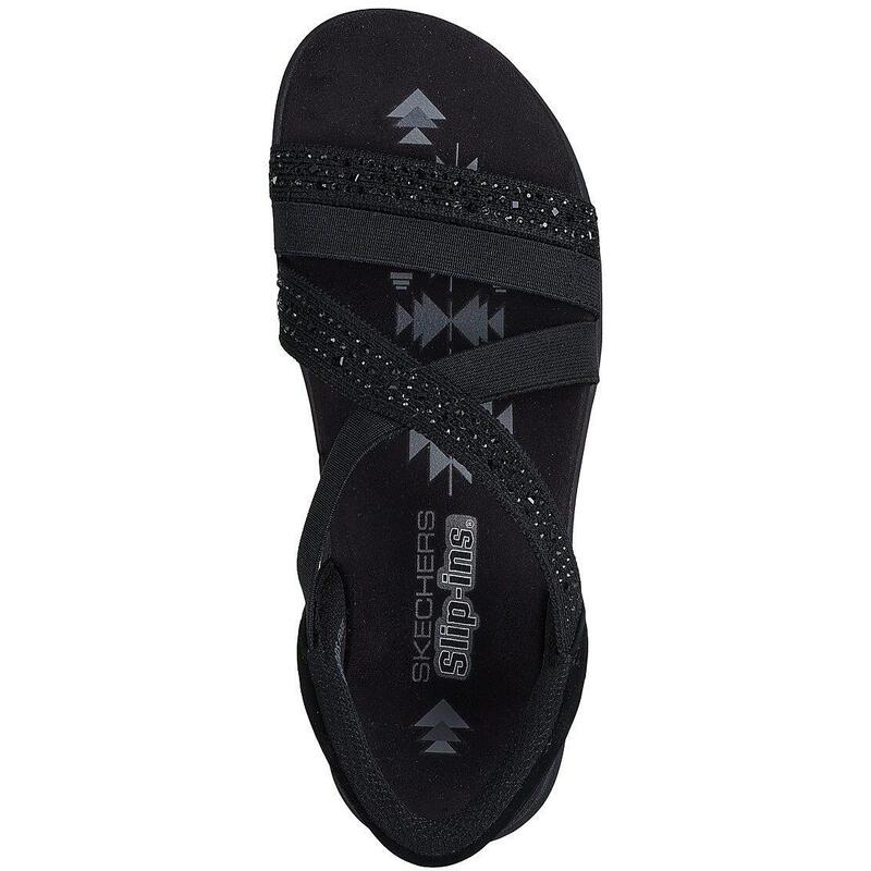 Sandale femei Skechers Reggae Slim - Summer Sparkle, Negru