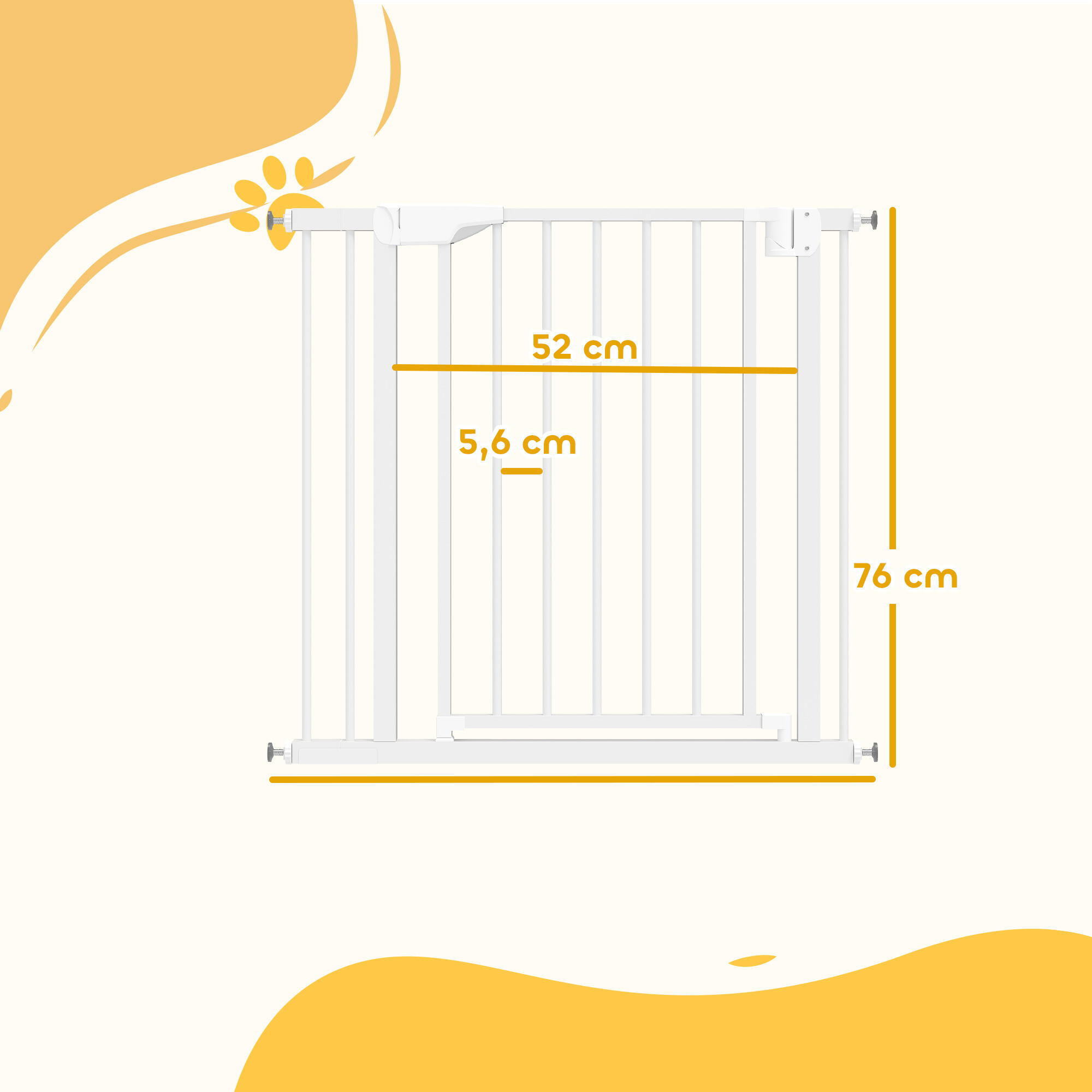 Barrera de Seguridad PawHut 88x3x76 cm Blanco 3/5