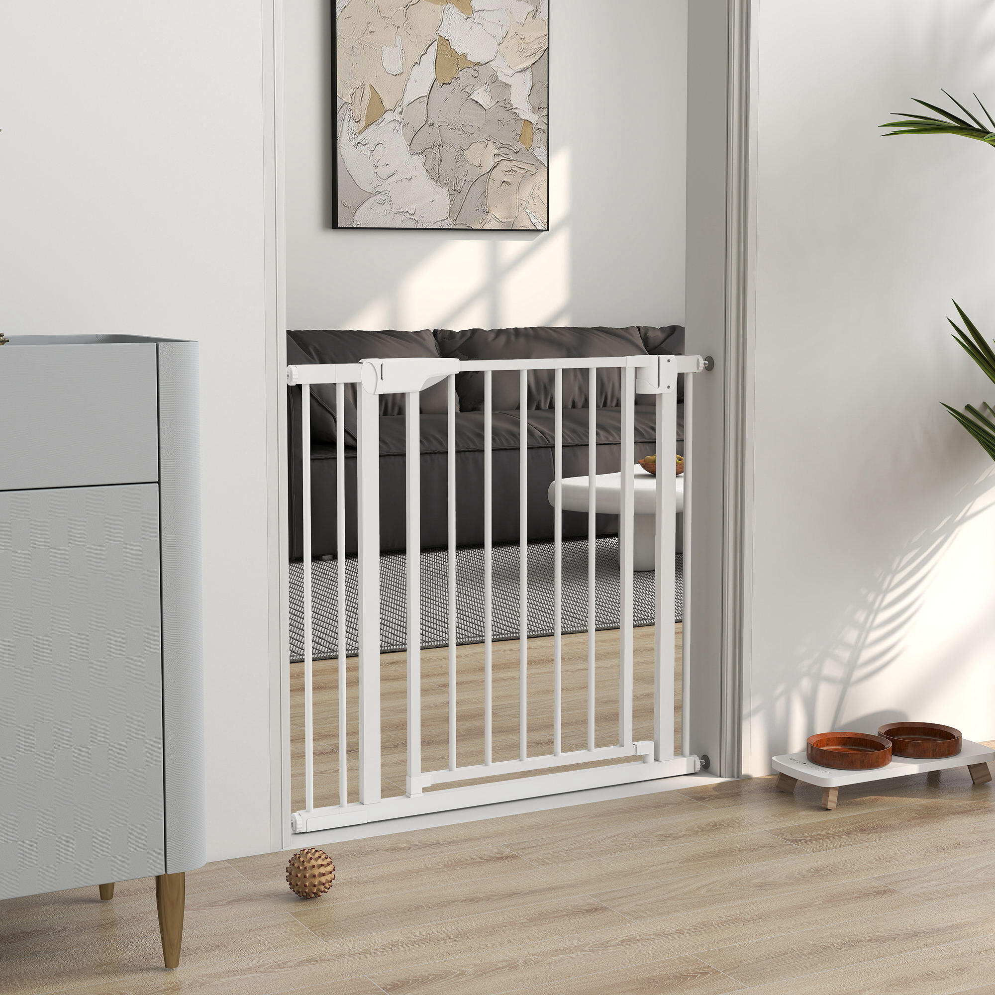 Barrera de Seguridad PawHut 88x3x76 cm Blanco 2/5