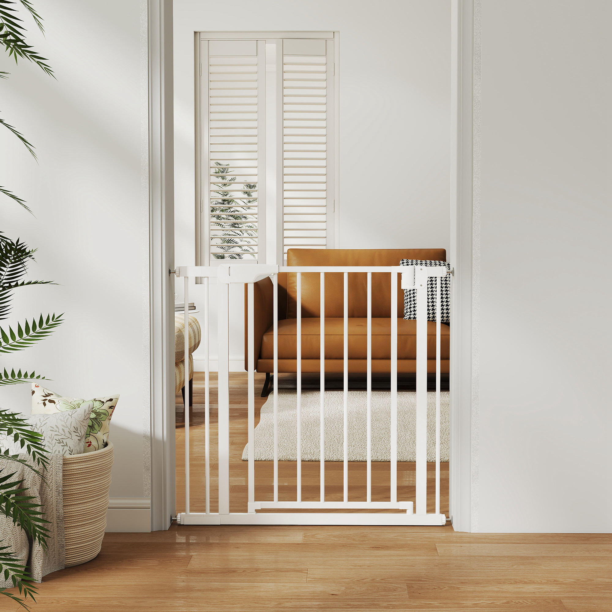 Barrera de Seguridad PawHut 88x3x76 cm Blanco 4/5
