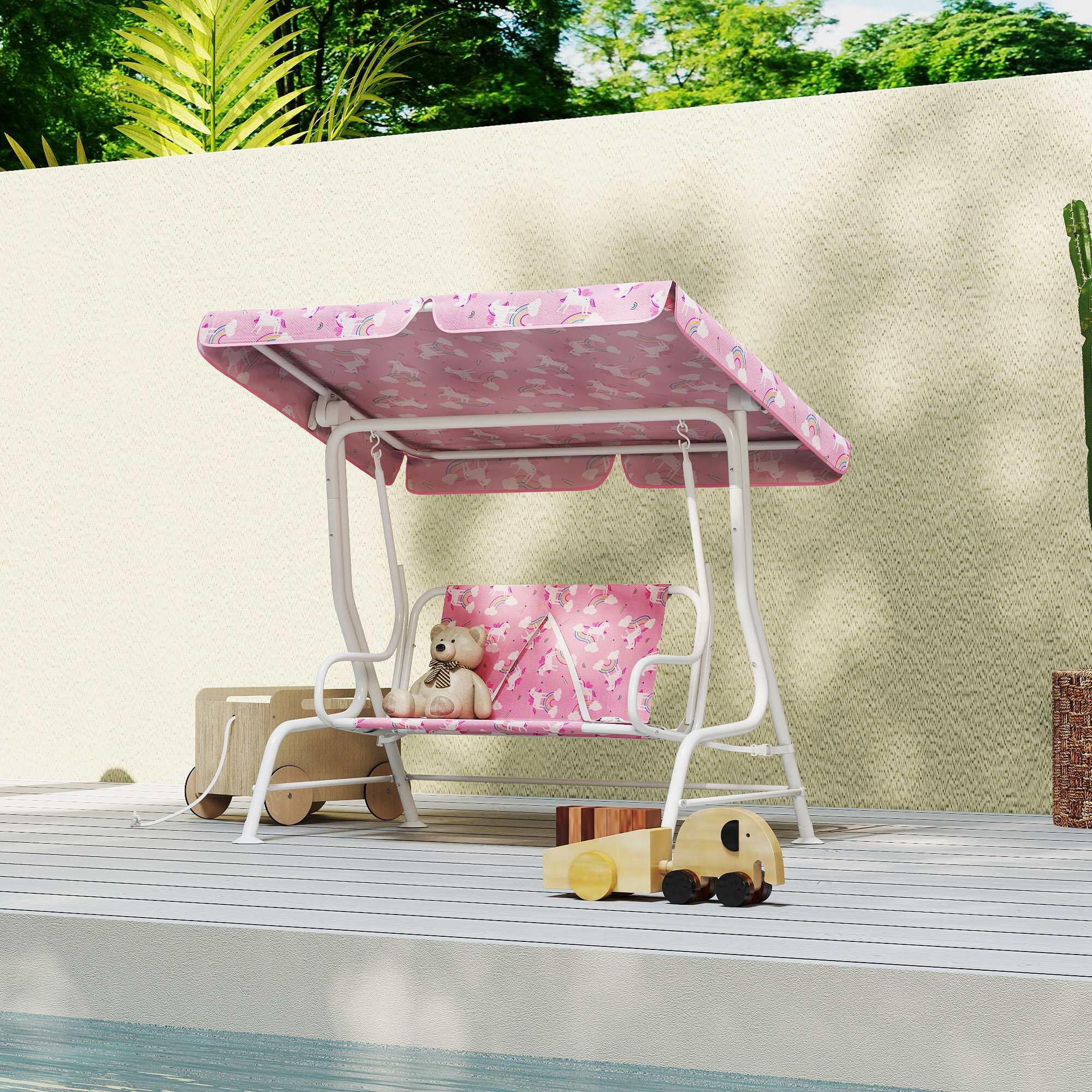 Columpio Jardín Infantil AIYAPLAY 112x75x120 cm Rosa 2/5