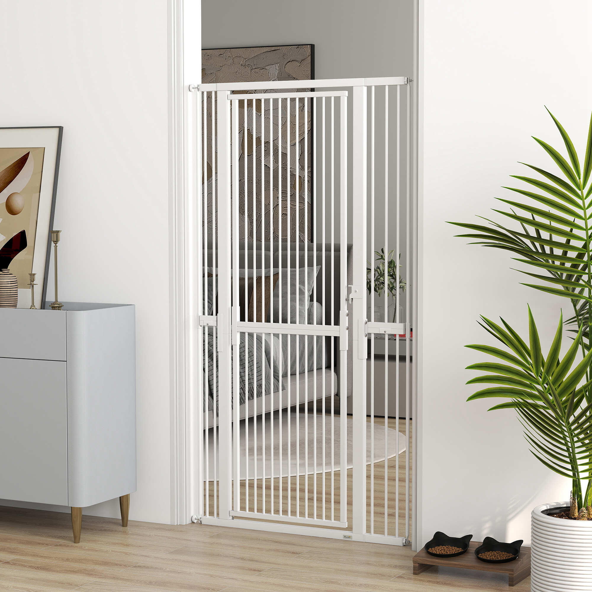 Barrera de Seguridad PawHut 104x5x180 cm Blanco 2/5