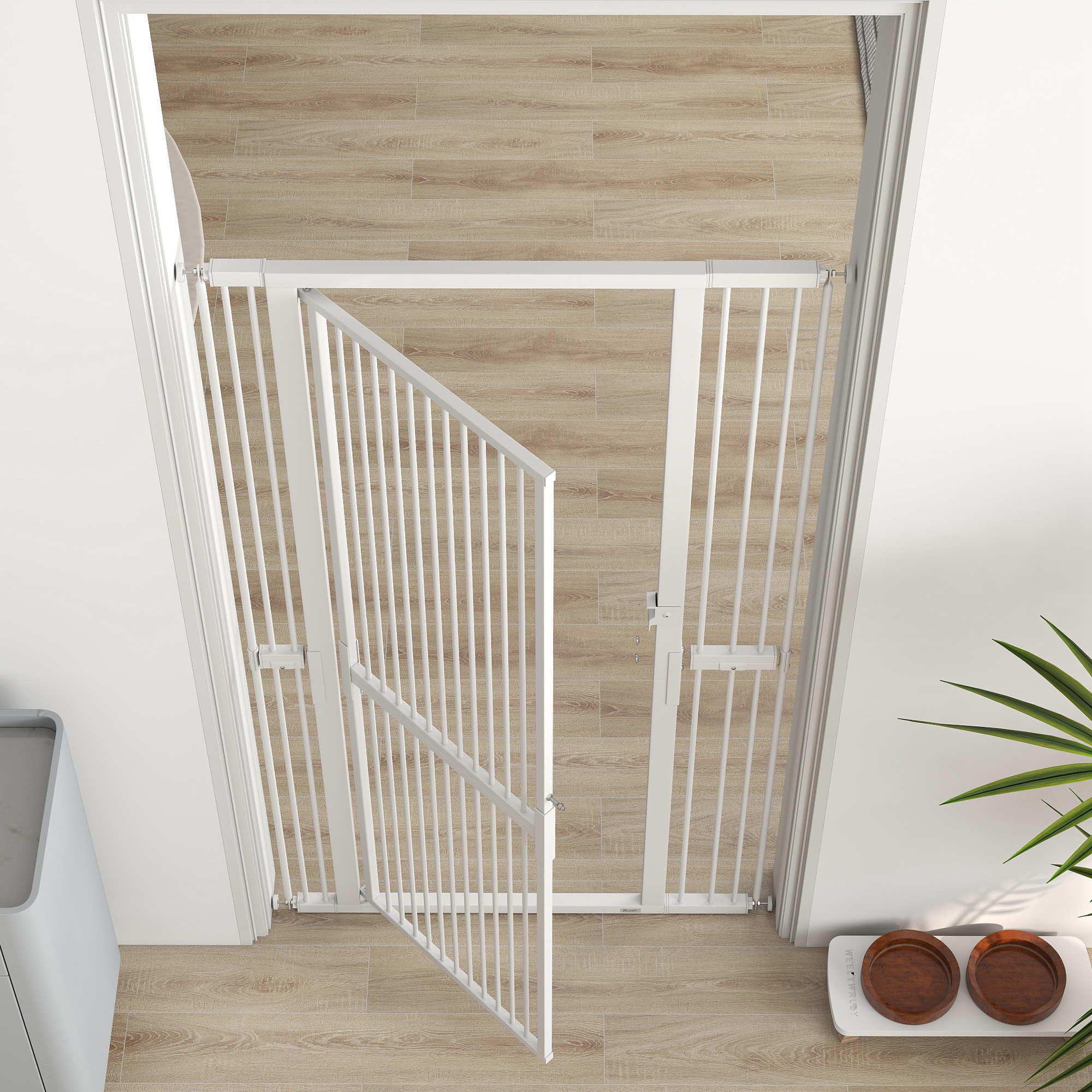 Barrera de Seguridad PawHut 104x5x180 cm Blanco 5/5