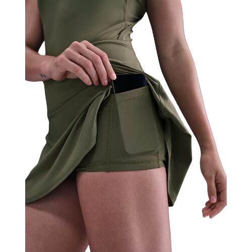 JUPE DE TENNIS COURTE  VICTORY DRI-FIT OLIVE MOYEN FEMME 4/5
