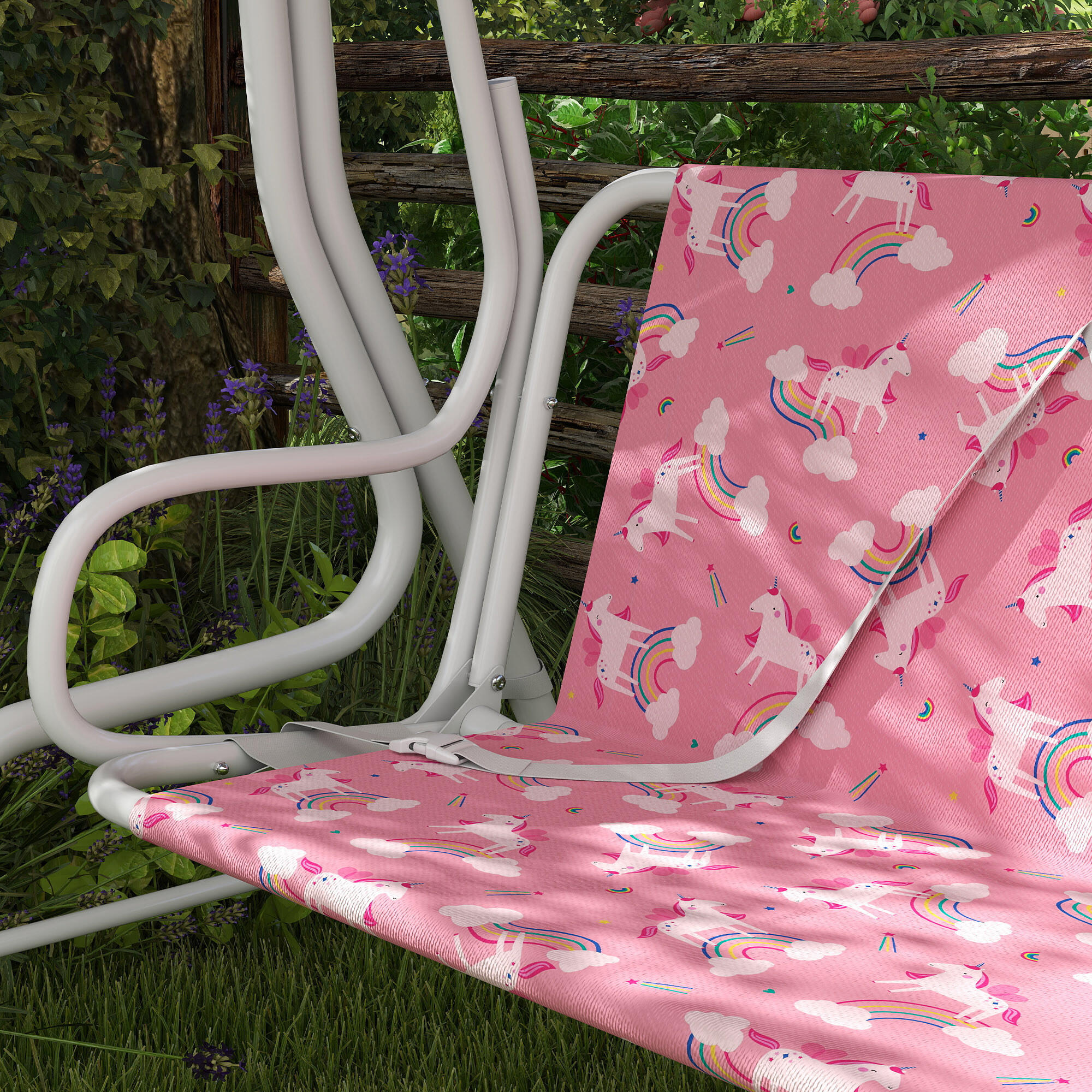 Columpio Jardín Infantil AIYAPLAY 112x75x120 cm Rosa 4/5