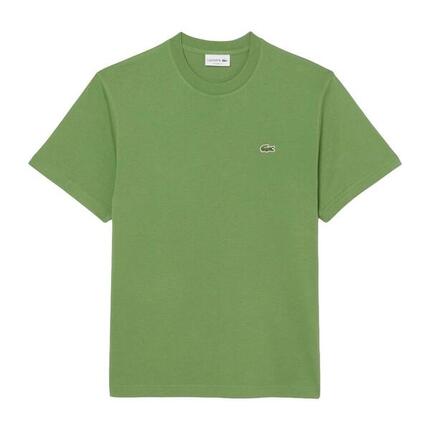 Camiseta Verde Lacoste de Corte Clásico Mache Vert de Punto de Algodón