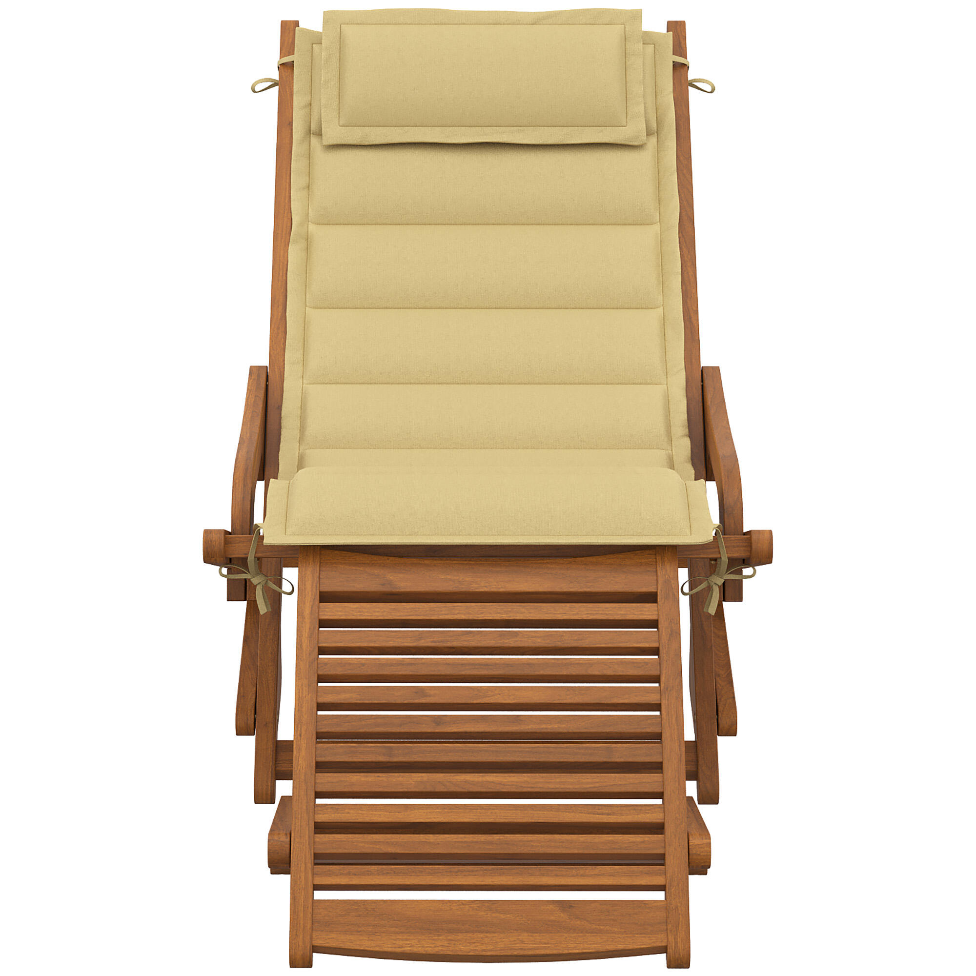 Tumbona Silla Exterior Outsunny 158x61x70 cm Beige 4/5