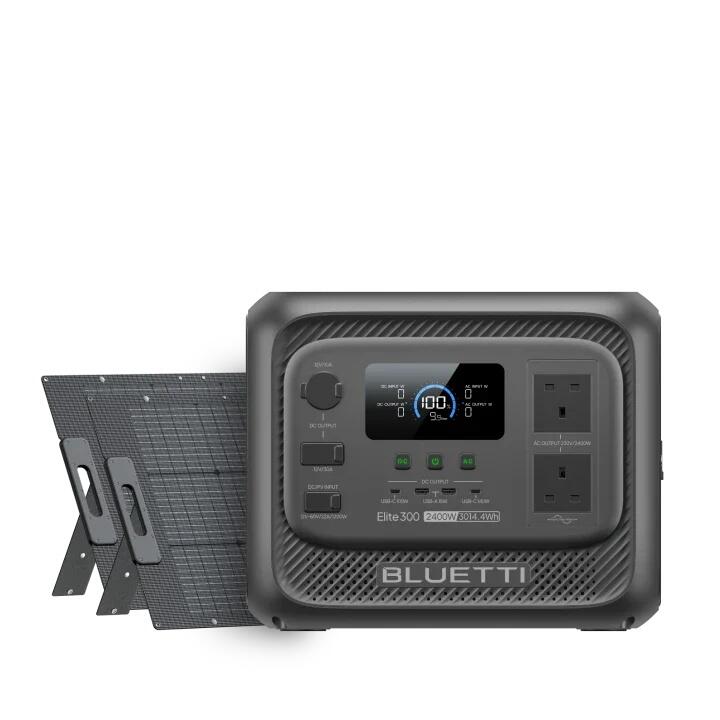 Elite 300 Solar Generator + 2×200W Solar Panels, 3014.4Wh for Home Backup, RV