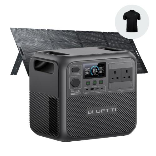 Elite 200 V2 solar generator with 350W panel, 2073.6 Wh backup power for camping