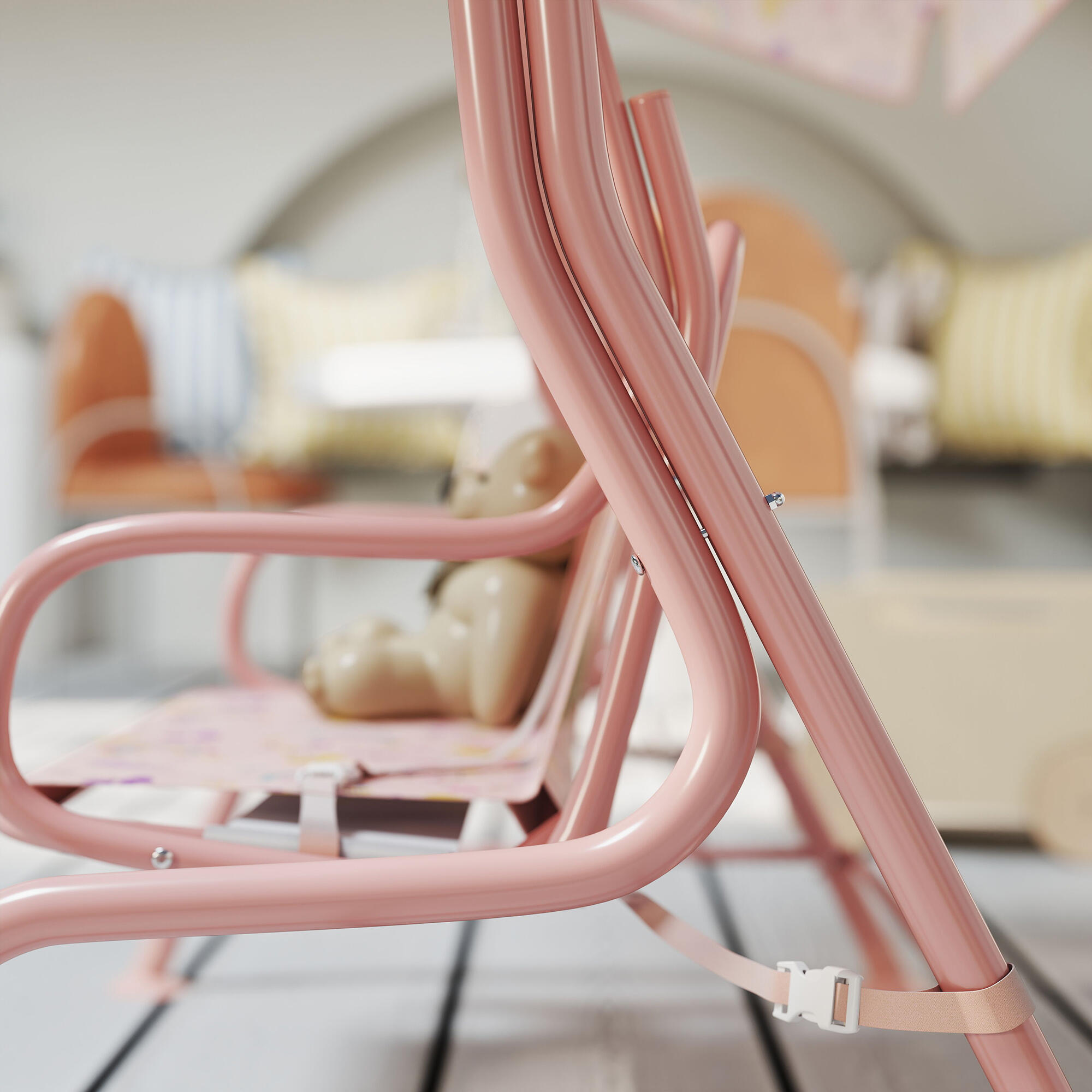 Columpio Jardín Infantil AIYAPLAY 112x75x120 cm Rosa 5/5