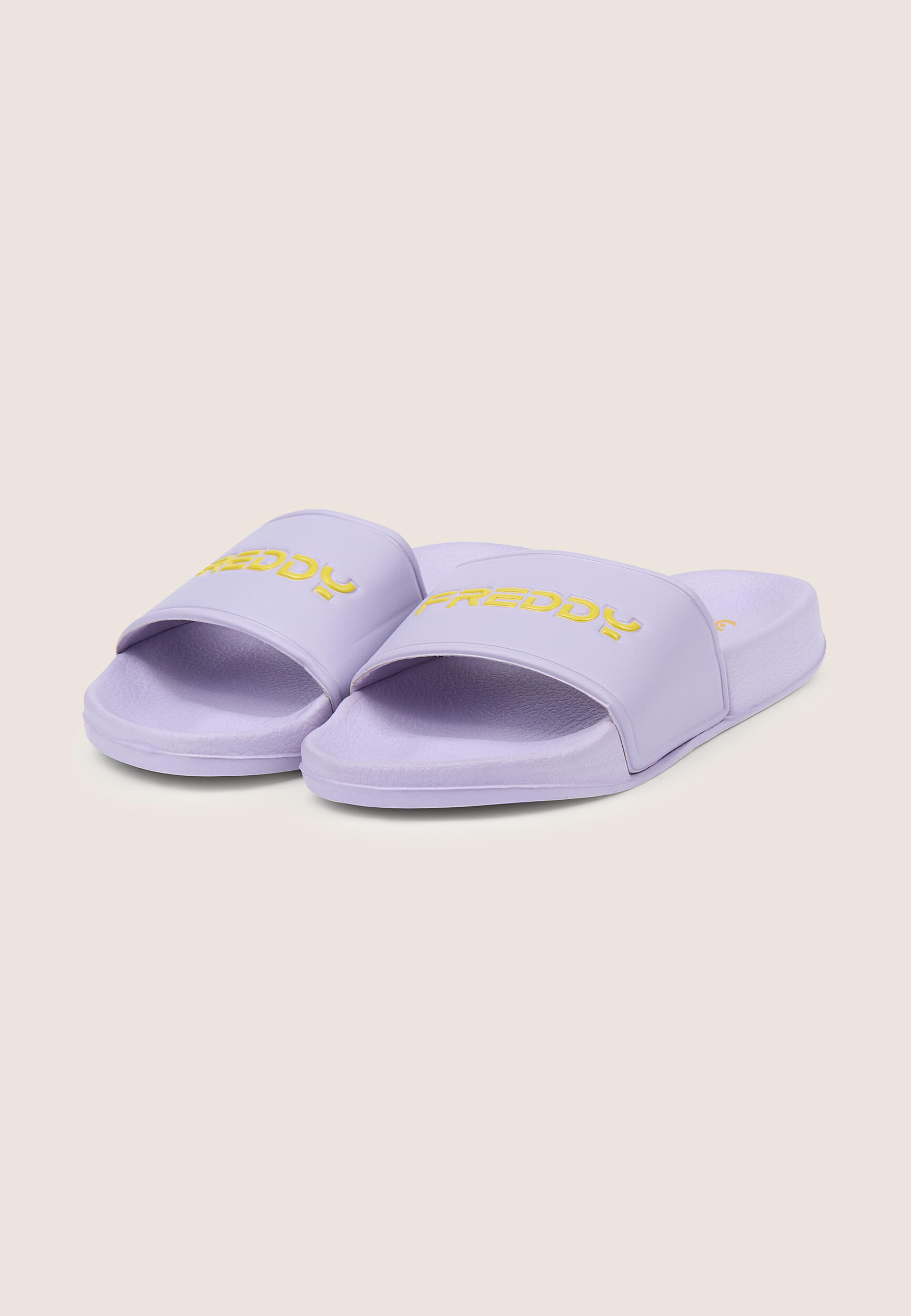 Claquettes slide pour femme aux couleurs pastel avec logos en relief 2/3