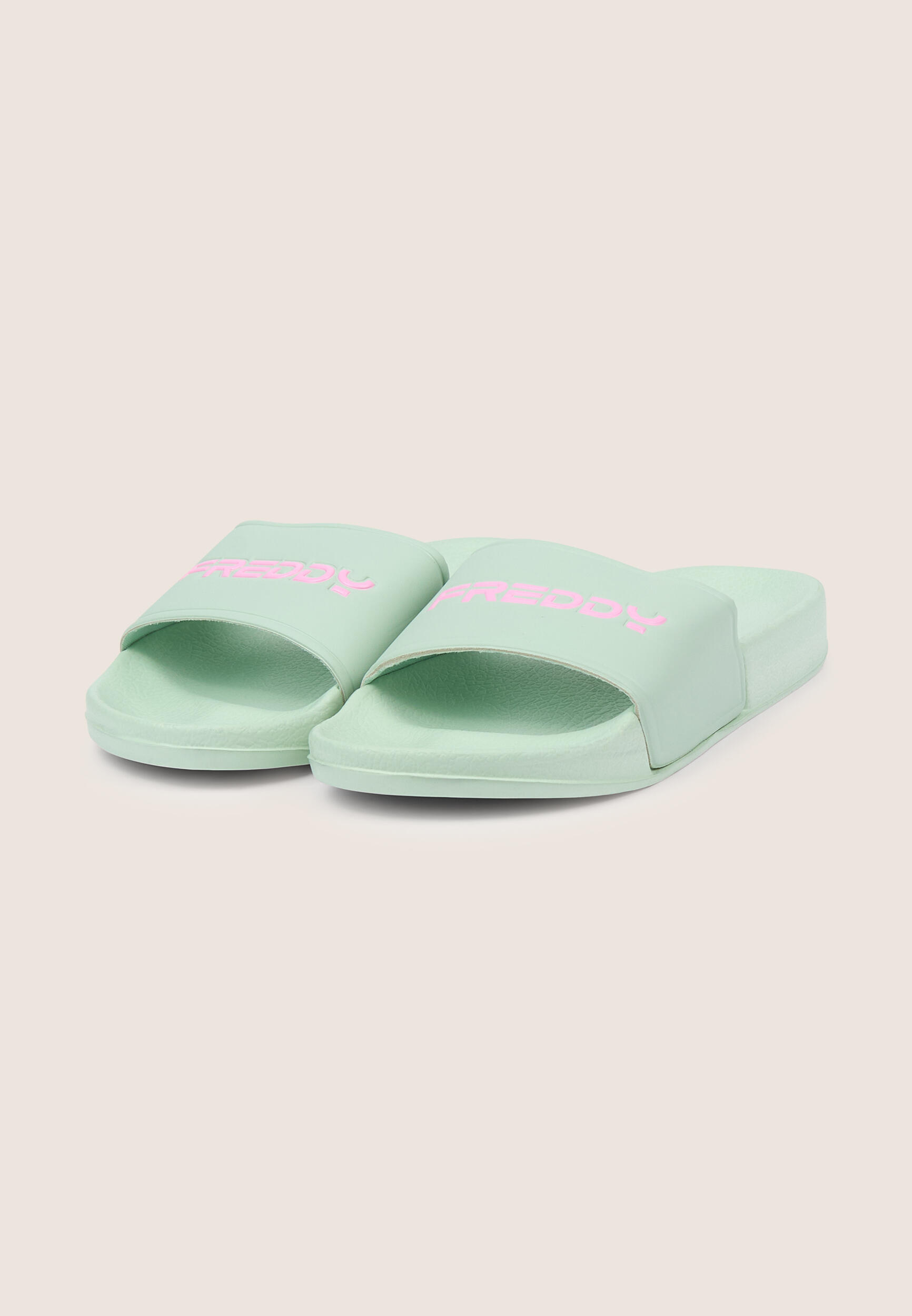 Ciabatte slider donna colori pastello con loghi a rilievo 2/3