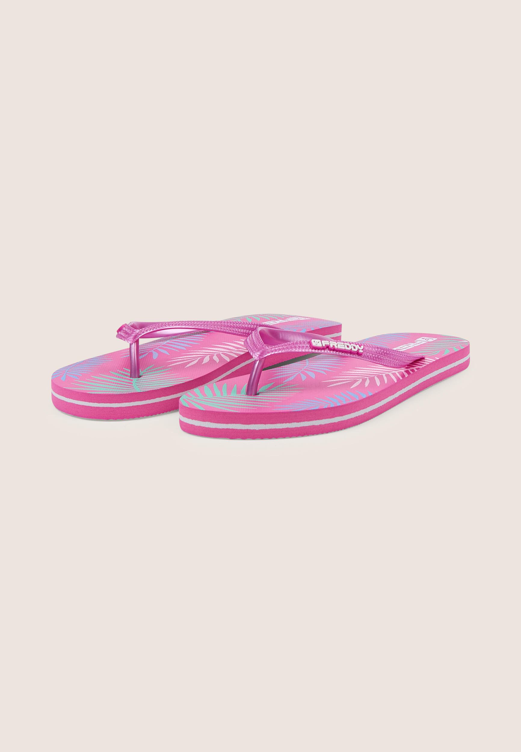 Infradito flip-flop donna con stampa tropicale e logo 2/3