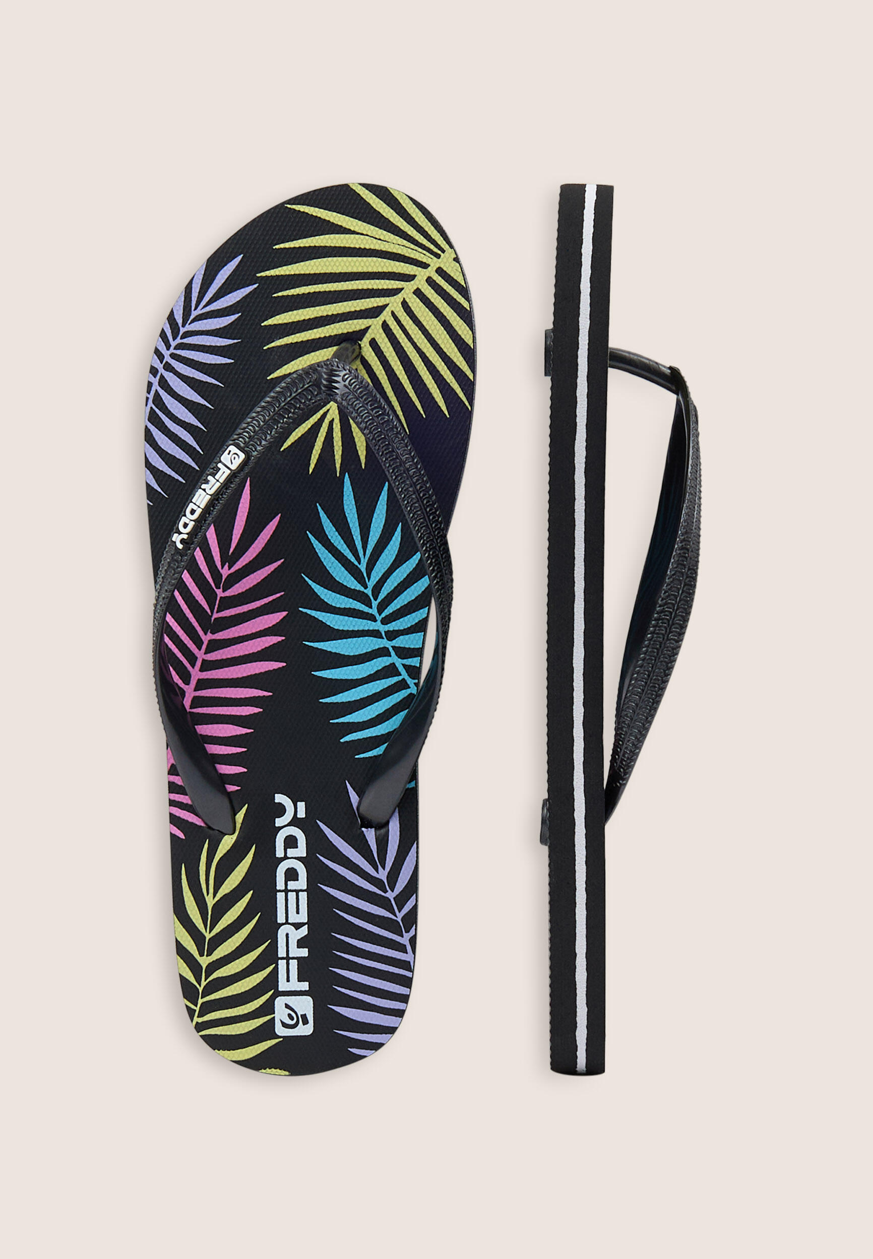 Infradito flip-flop donna con stampa tropicale e logo 3/3