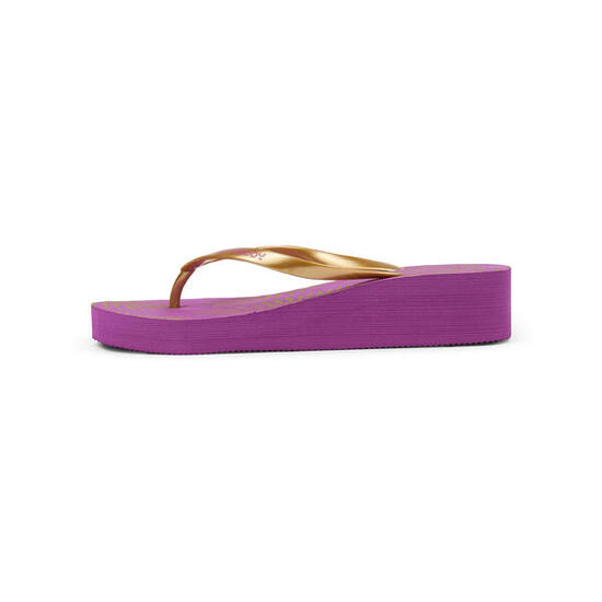 Chancla con cuña para mujer con estampado tropical y logotipos