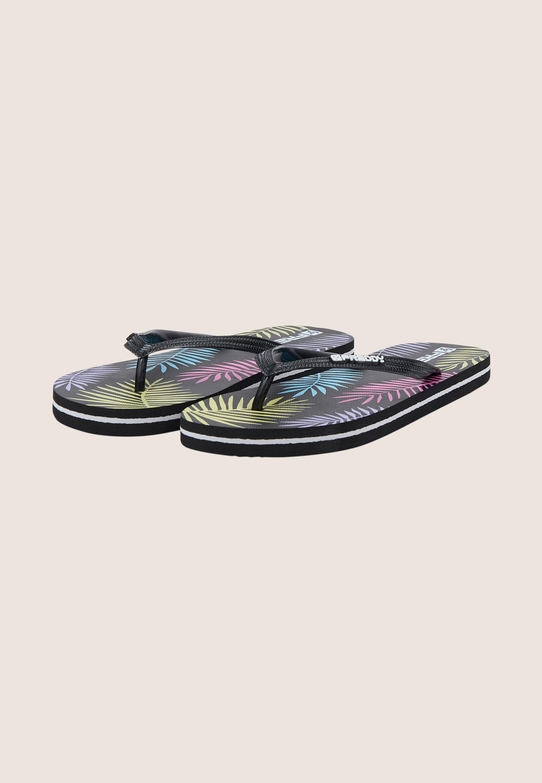 Infradito flip-flop donna con stampa tropicale e logo 2/3