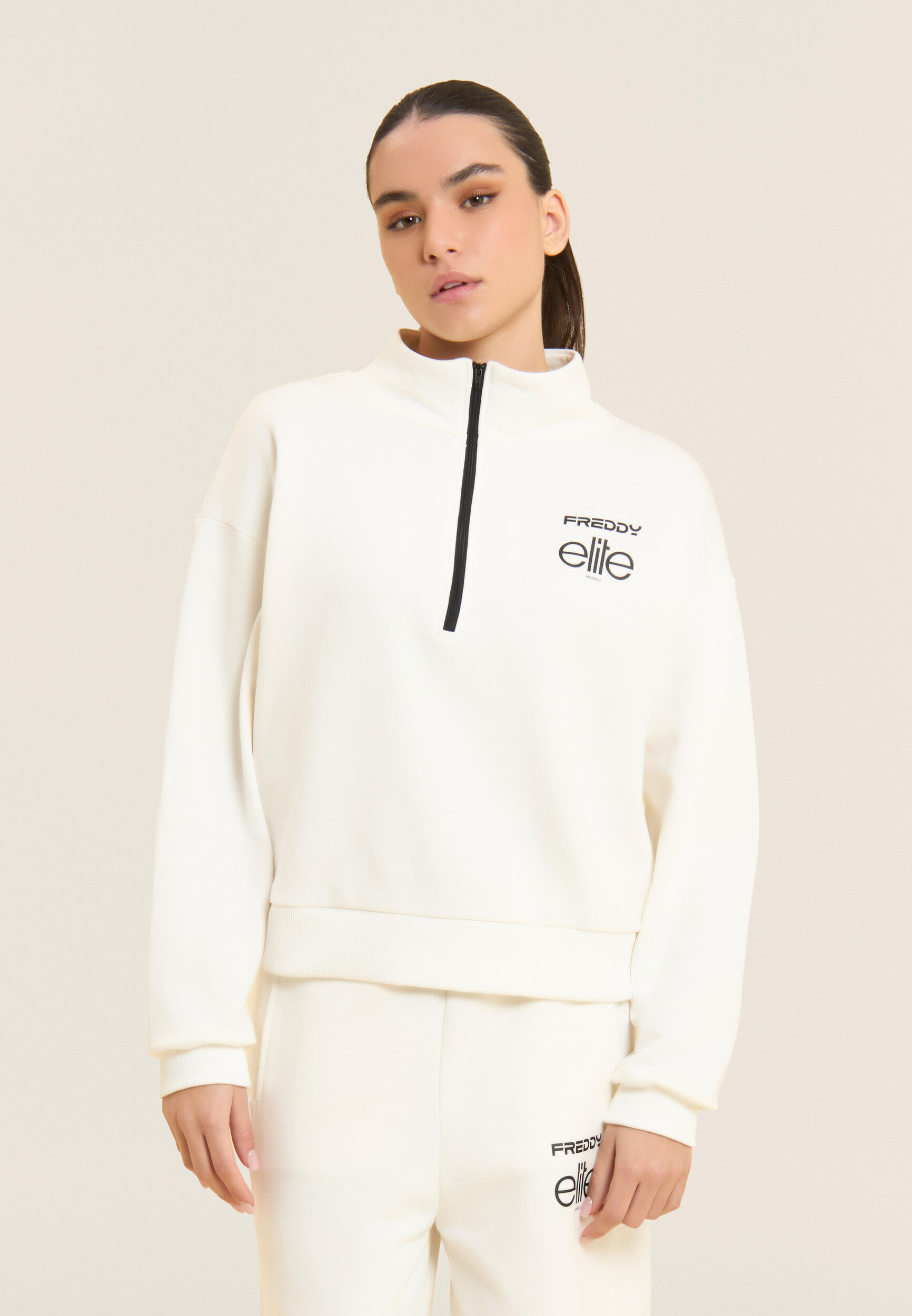 Felpa Comfort Fit Donna con Mezza Zip Freddy x ELITE 2/5