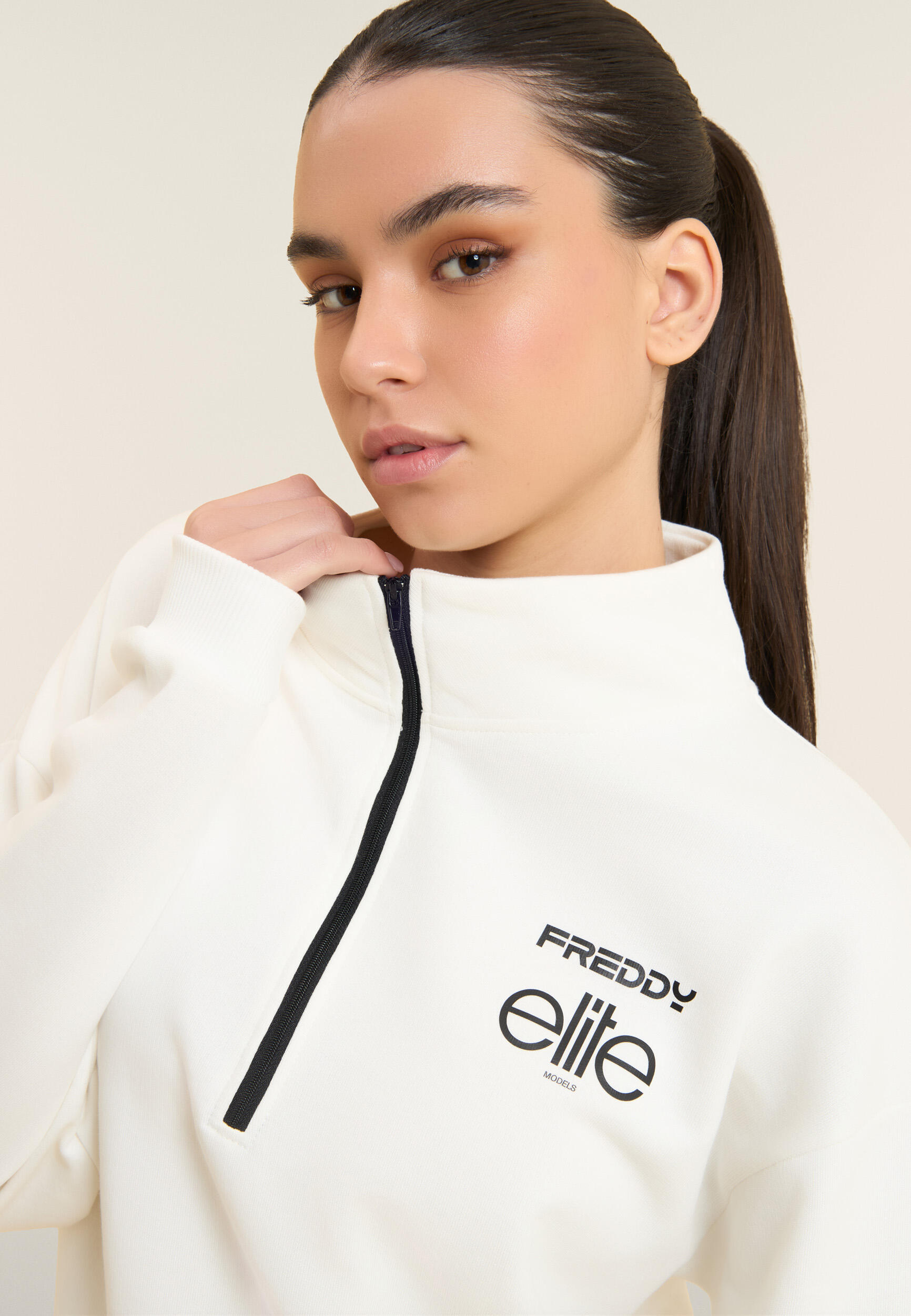 Felpa Comfort Fit Donna con Mezza Zip Freddy x ELITE 4/5