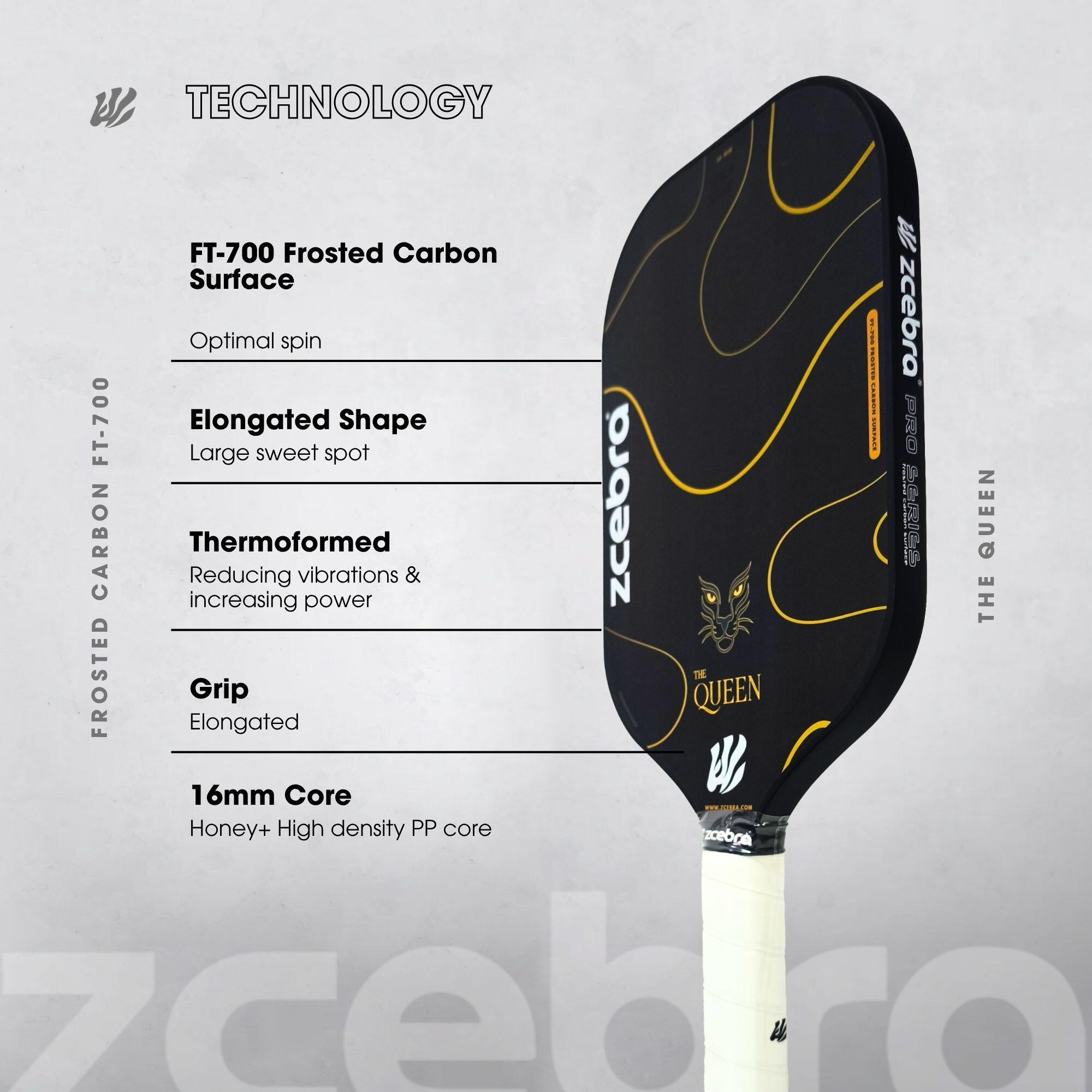Pala de Pickleball Carbono Zcebra THE QUEEN Negra 2/7
