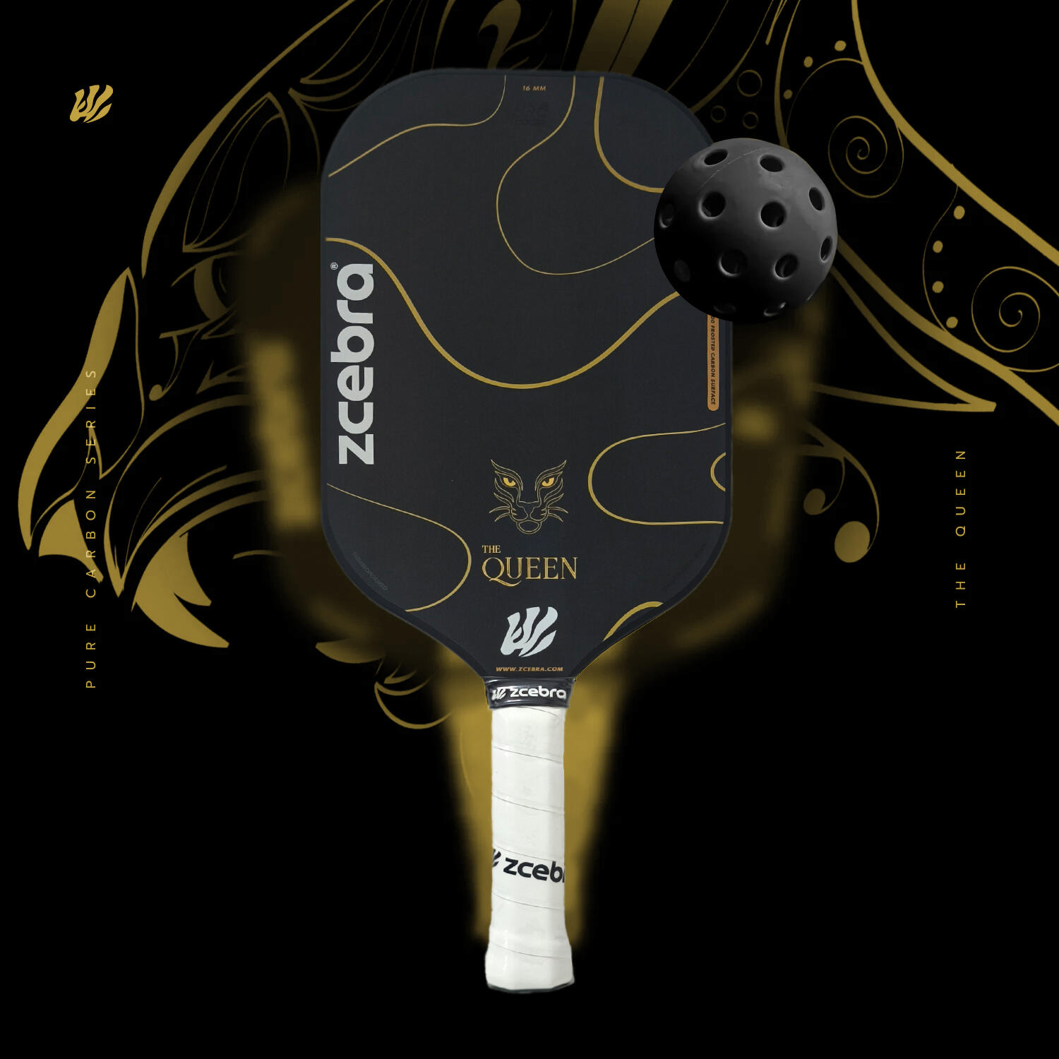 Pala de Pickleball Carbono Zcebra THE QUEEN Negra 5/7