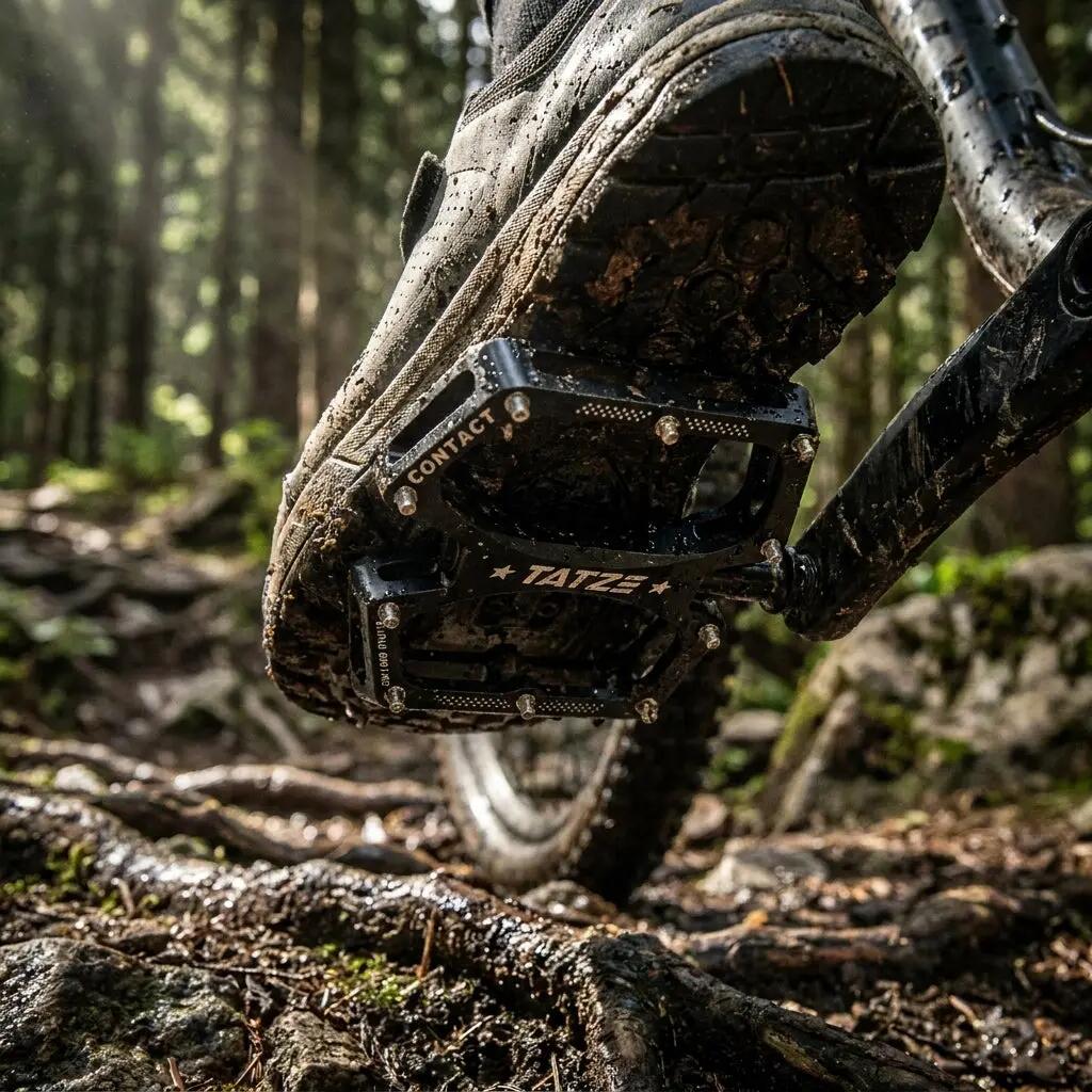 Pédale Tatze CONTACT CNC S noire plateforme 10 crampons de chaque côté 2/3